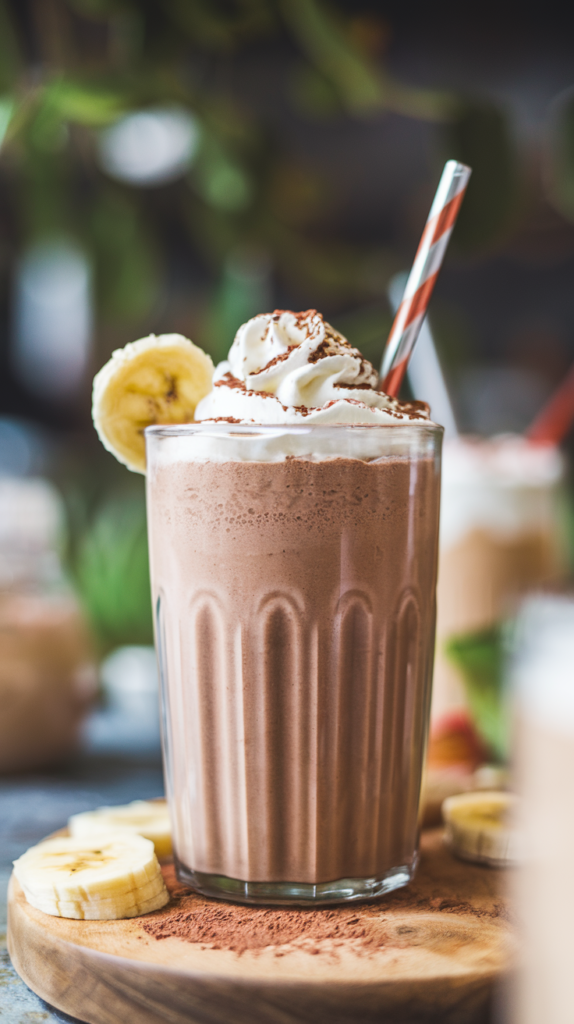 A glass of Chocolate Banana Smoothie