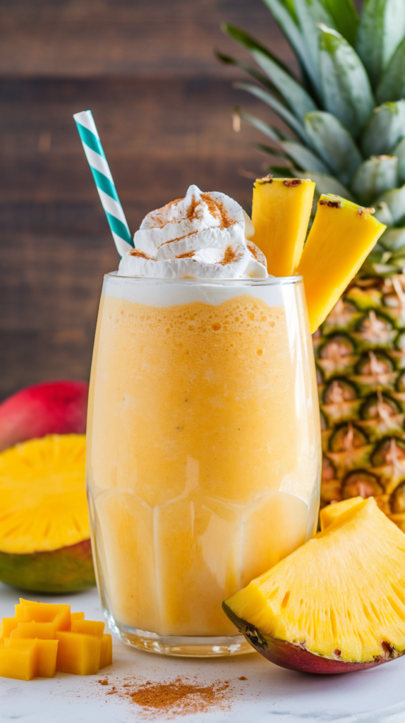 A glass of Pineapple Mango Smoothie