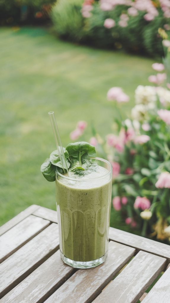 A green glass of Spinach smoothie