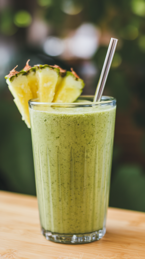 A glass of Avocado Green Goodness Smoothie
