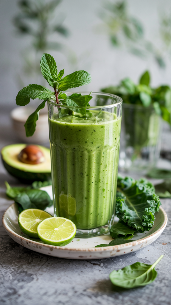 A Glass of Avocado Kale Smoothie
