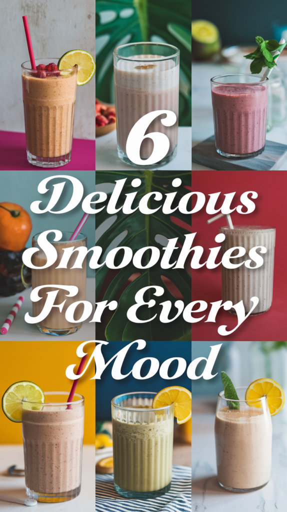 Collage of 6 Delicious Smoothies for Every Mood