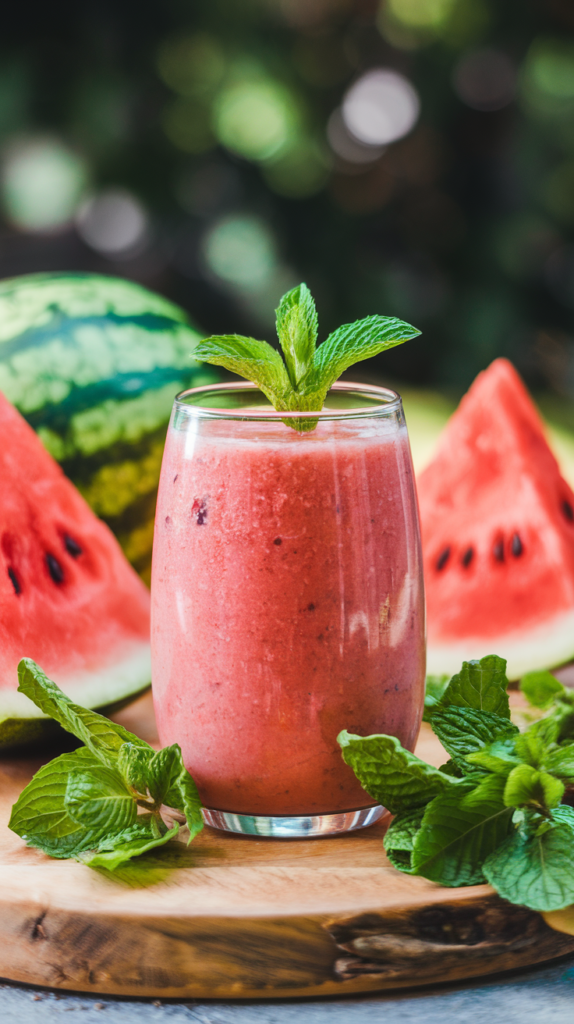 A glass of Watermelon Mint Smoothie