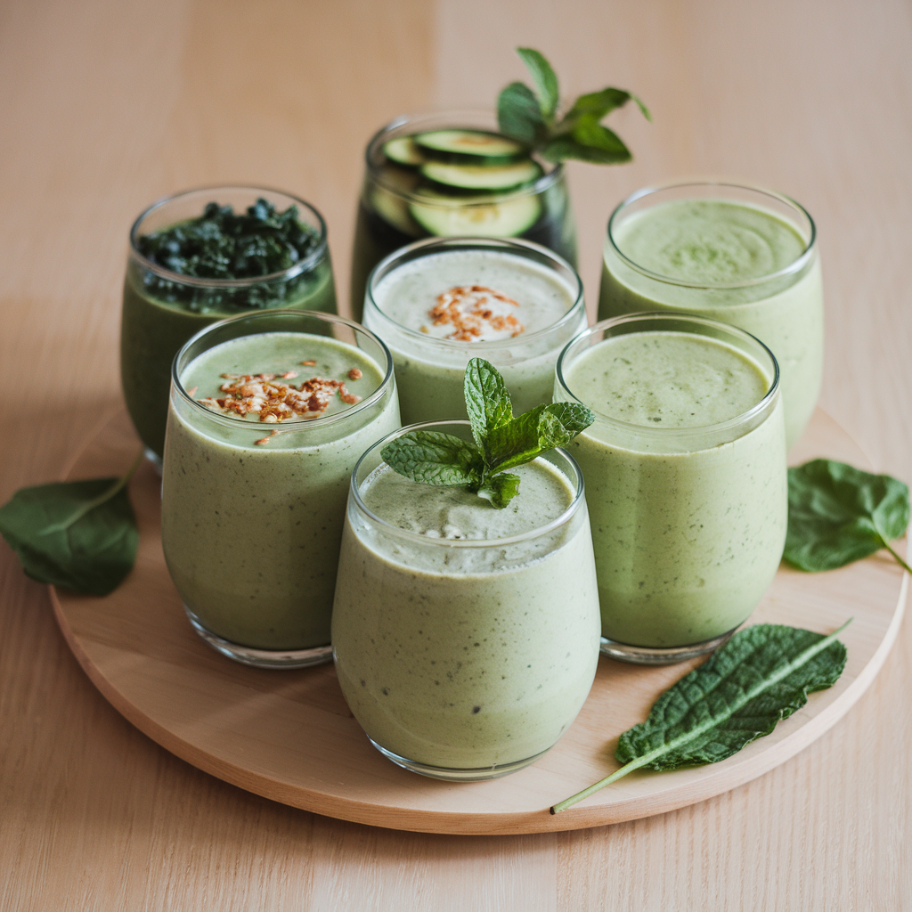 6 glasses of green smoothies