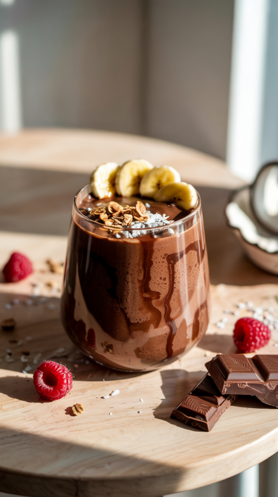 A glass of Chocolate Coffee Smoothie