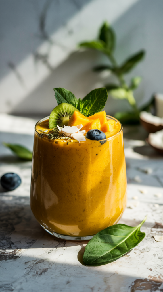 A glass of Tropical Mango Smoothie